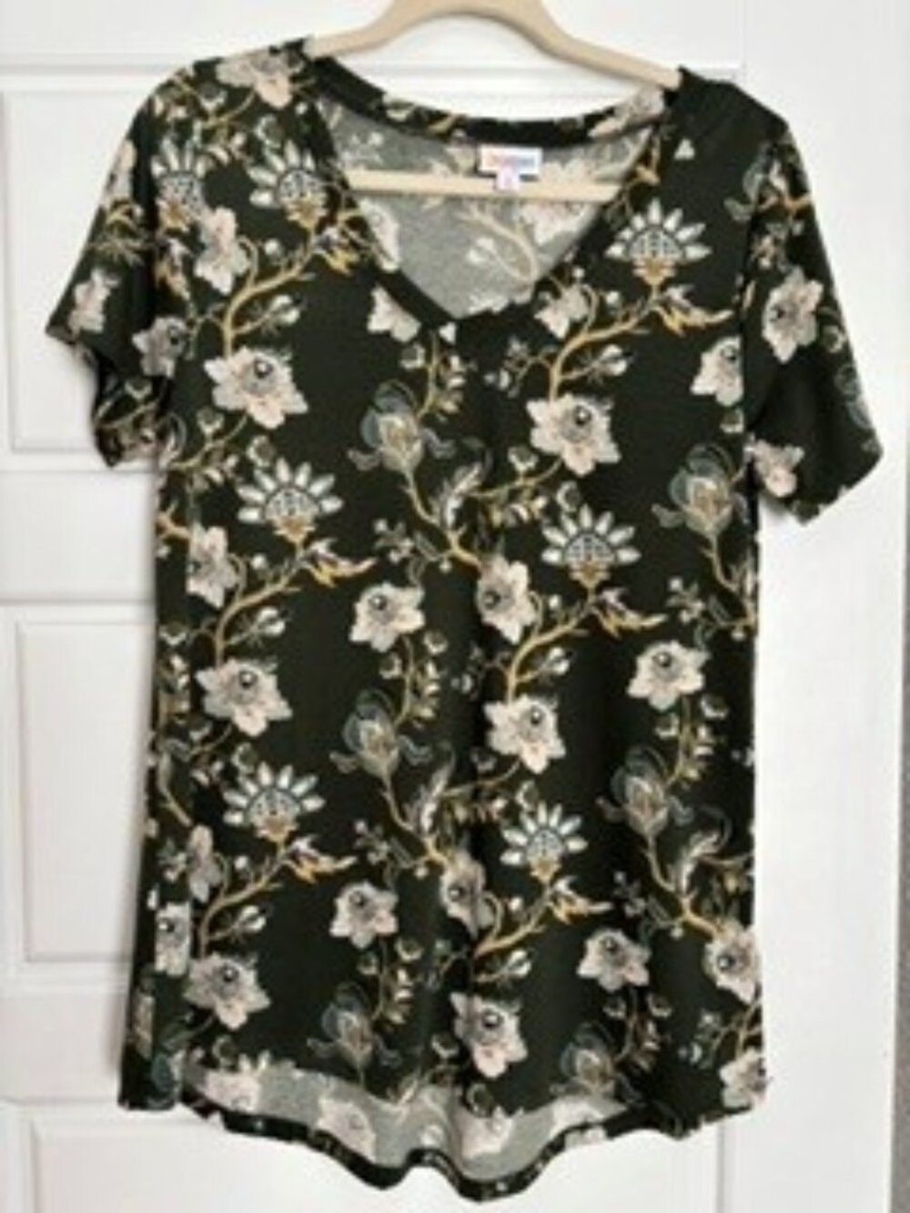 LuLaRoe green Floral V-Neck Top | Size M | Like New